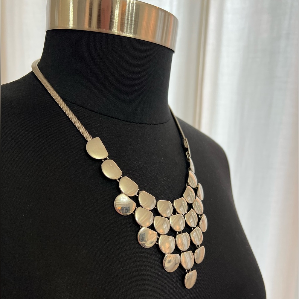 Express Chrome Silver Flat Disc Cascading Adjusta… - image 3